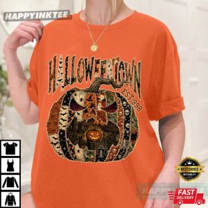 Halloweentown EST 1998 Pumpkin Not Real Patchwork T Shirt (4)