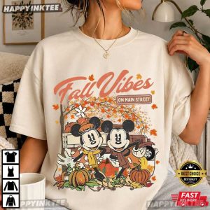 Mickey and Minnie Fall Vibes On Main Street Autumn Gift T Shirt (2)