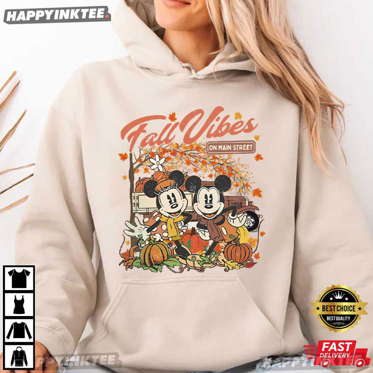 Mickey and Minnie Fall Vibes On Main Street Autumn Gift T-Shirt Mickey and Minnie Fall Vibes On Main Street Autumn Gift T-Shirt