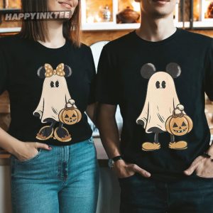 Mickey And Minnie Trick Or Treat Halloween Couples Shirts (1)