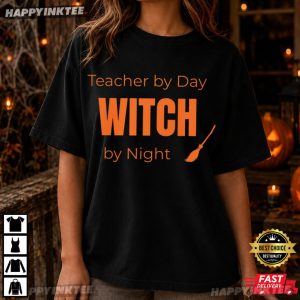 Teacher By Day Witch By Night Halloween T Shirt (1)