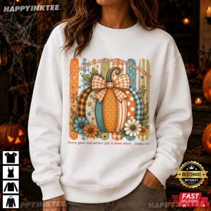 His Grace Is Our Greatest Harvest James 117 Bible Verse Christian Fall T Shirt (1)