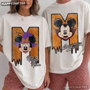 Vampire Mickey Witch Minnie Halloween Matching Couples Shirts (1)