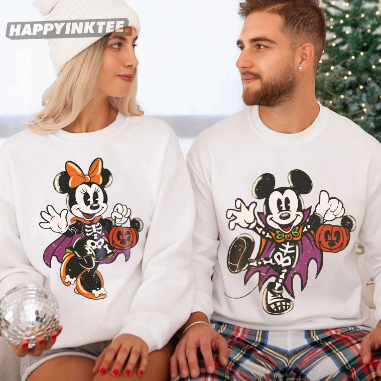 Mickey And Minnie Trick Or Treat Halloween Matching Couples Shirts Mickey And Minnie Trick Or Treat Halloween Matching Couples Shirts