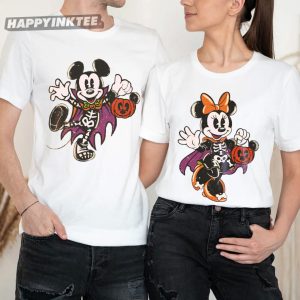 Mickey And Minnie Trick Or Treat Halloween Matching Couples Shirts (3)