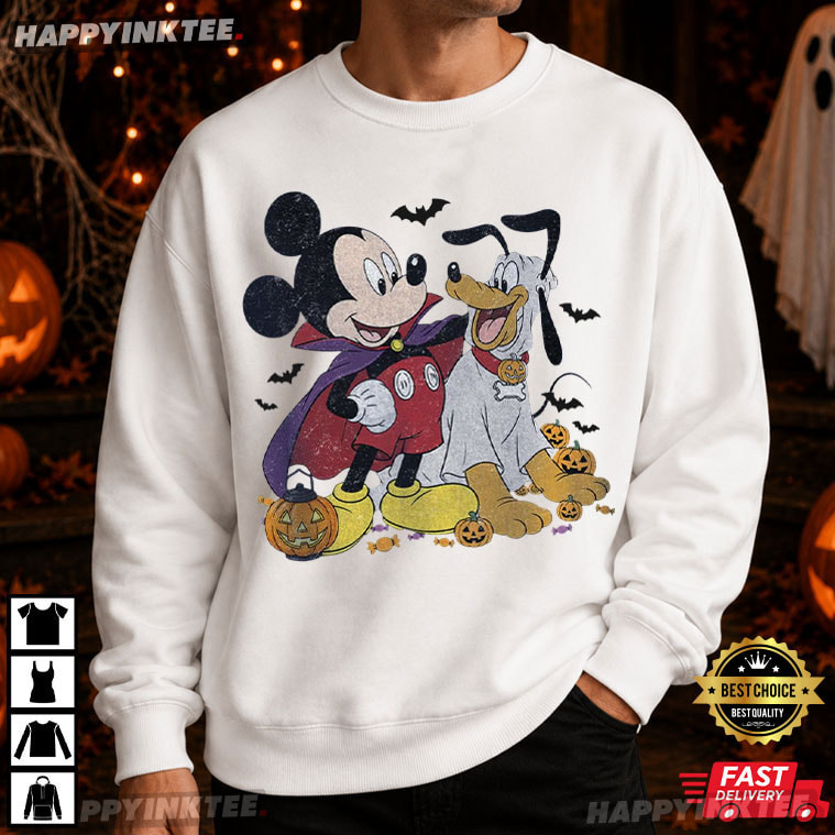 Vampire Mickey And Ghost Pluto Pumpkin Halloween Gift T-Shirt Vampire Mickey And Ghost Pluto Pumpkin Halloween Gift T-Shirt