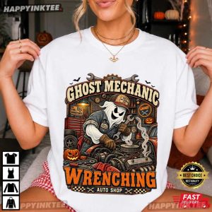 Ghost Mechanic Wrenching Halloween Gift T Shirt (4)