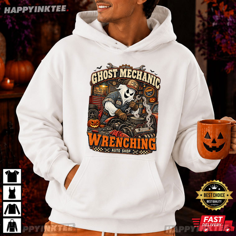 Ghost Mechanic Wrenching Halloween Gift T-Shirt Ghost Mechanic Wrenching Halloween Gift T-Shirt
