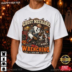 Ghost Mechanic Wrenching Halloween Gift T Shirt (3)