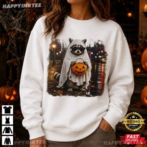 Raccoon Ghost Pumpkin Cute Halloween Gift T Shirt (4)