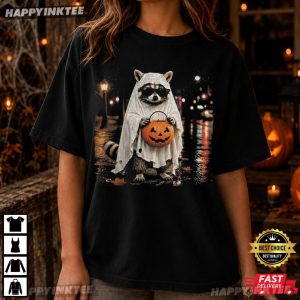 Raccoon Ghost Pumpkin Cute Halloween Gift T Shirt (1)