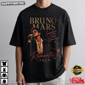 Bruno Mars Romantic Tour Somewhere in the Stars Music Lyric T Shirt (3)