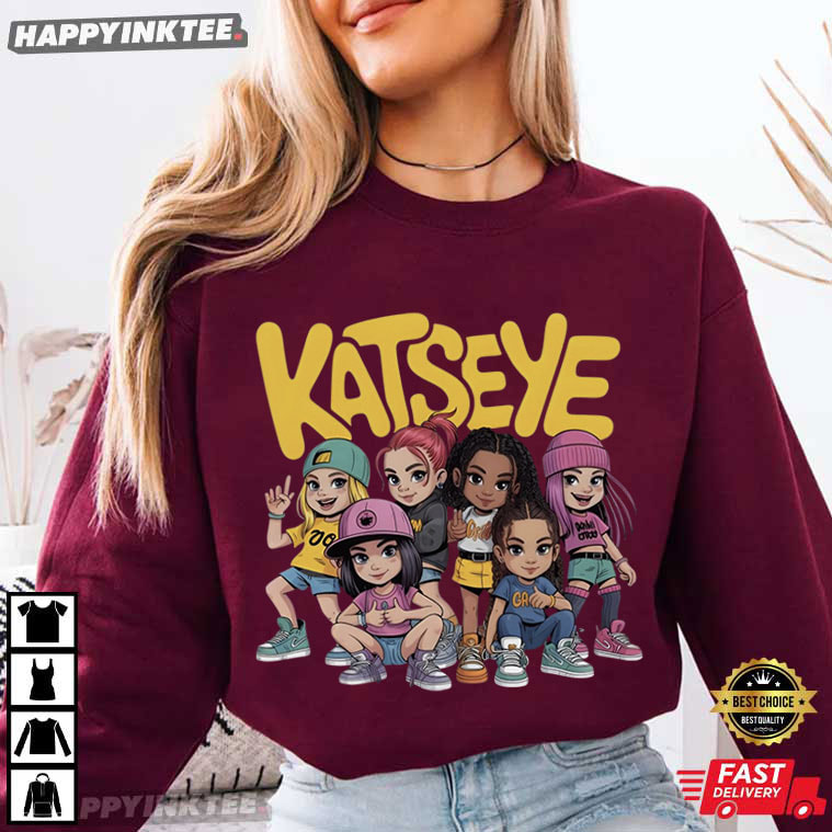 Katseye Cartoon Member Beautiful Chaos Tour Kpop Music T-Shirt Katseye Cartoon Member Beautiful Chaos Tour Kpop Music T-Shirt