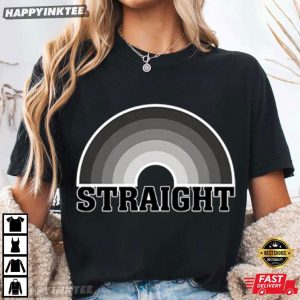Straight Pride Black White Rainbow T Shirt (2)