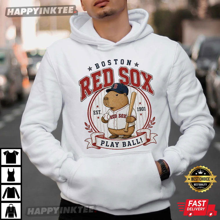 Boston Red Sox Capybara Play Ball Cute Baseball Fan Gift T-Shirt Boston Red Sox Capybara Play Ball Cute Baseball Fan Gift T-Shirt