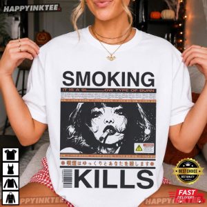 Smoking Kills Cigarette Manga Style Graphic Streetwear T Shirt (2)