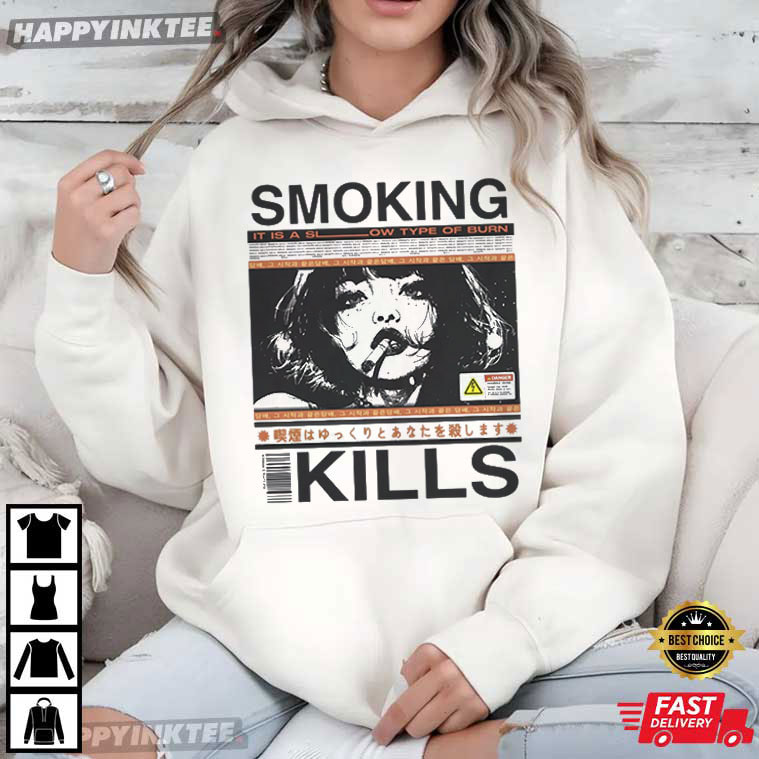 Smoking Kills Cigarette Manga Style Graphic Streetwear T-Shirt Smoking Kills Cigarette Manga Style Graphic Streetwear T-Shirt