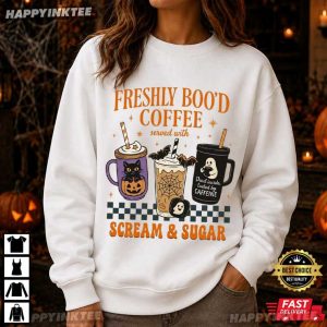 Freshly Boo'd Coffee Cream And Sugar Halloween Gift T Shirt (1)