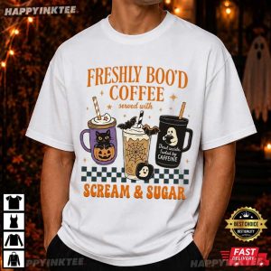 Freshly Boo'd Coffee Cream And Sugar Halloween Gift T Shirt (2)