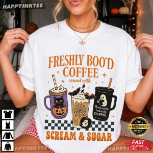Freshly Boo'd Coffee Cream And Sugar Halloween Gift T Shirt (4)