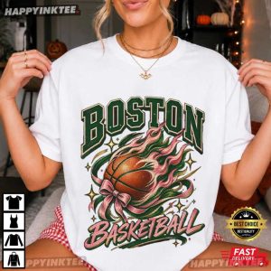 Boston Flaming Basketball Retro Hoop Graphic T Shirt (2)