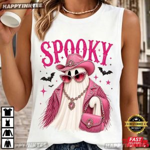Spooky Pink Ghost Halloween Gift Spooky Season T Shirt (4)