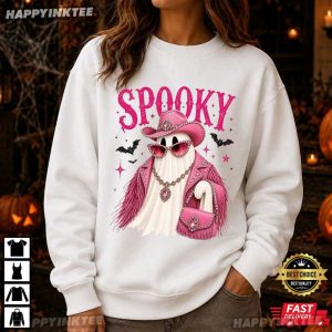 Spooky Pink Ghost Halloween Gift Spooky Season T Shirt (1)