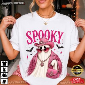 Spooky Pink Ghost Halloween Gift Spooky Season T Shirt (3)