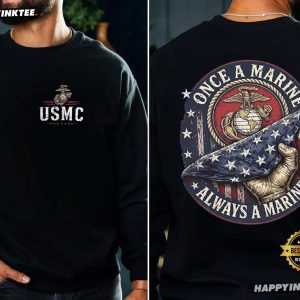 USMC Once A Marine Always A Marine US Marine Corps Veteran T Shirt (1)