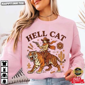 Hell Cat Western Cowgirl Tiger T Shirt (1)