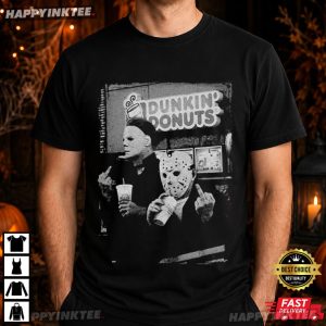 Michael Myers Jason Voorhees Middle Finger Dunkin' Donuts T Shirt (4)