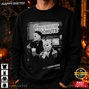 Michael Myers Jason Voorhees Middle Finger Dunkin' Donuts T Shirt (1)