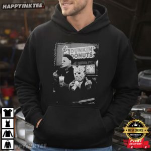 Michael Myers Jason Voorhees Middle Finger Dunkin' Donuts T Shirt (2)