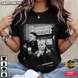 Michael Myers Jason Voorhees Middle Finger Dunkin' Donuts T Shirt (3)