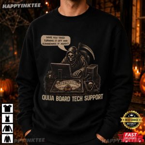 Grim Reaper Ouija Board Tech Support Funny IT Halloween T Shirt (1)