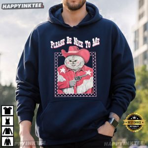 Please Be Nice To Me Cat Cowboy T Shirt (2)