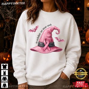 Pink Witch Hat Breast Cancer Awareness Halloween Gift T Shirt (3)