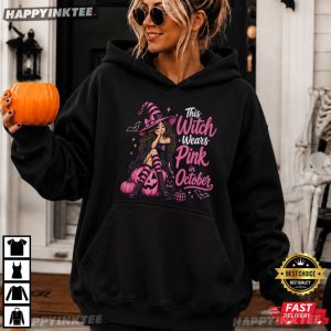Breast Cancer Awareness This Witch Wears Pink In October Halloween T Shirt (4)