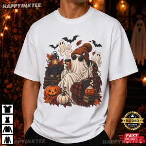 Ghost Coffee Spooky Autumn Halloween Gift T Shirt 1