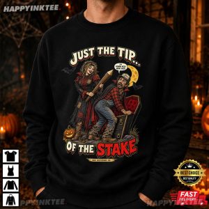 Just The Tip Of The Stake Funny Halloween Vampire T Shirt (1)