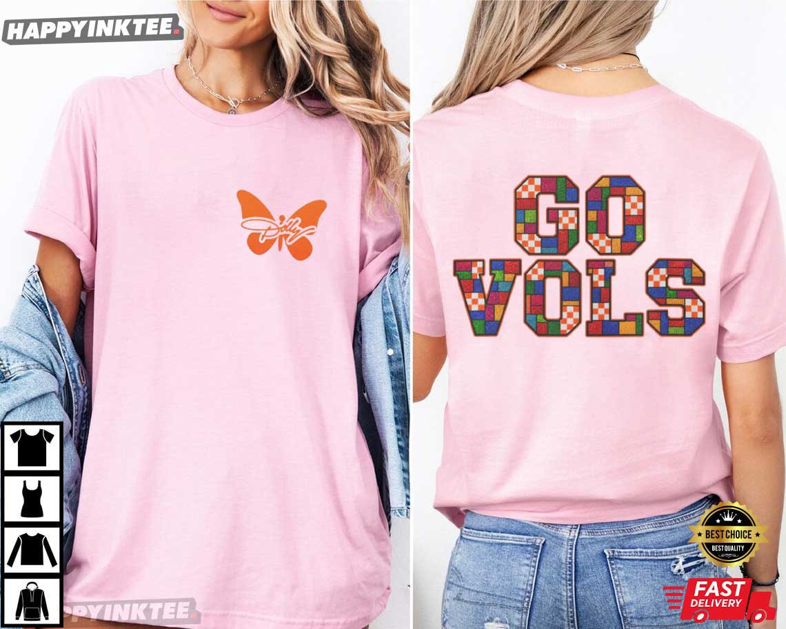 Dolly Orange Butterfly Go Vols Mosaic Tennessee Vols T-Shirt Dolly Orange Butterfly Go Vols Mosaic Tennessee Vols T-Shirt