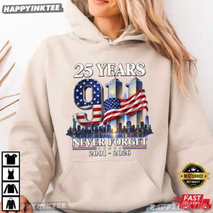 911 Memorial Twin Towers 25 Years Never Forget T Shirt (2)