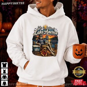 Life Is Better At Lake America Funny Skeleton T Shirt (2)