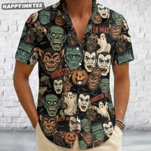 Monster Mash Retro Halloween Spooky Season Hawaiian Shirt