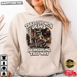 Take It Up With Jesus Raccoon Funny Christian Bubble Tea T Shirt (2)