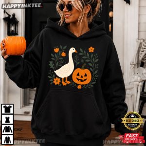 Cute Pumpkin Goose Floral Fall Autumn Halloween T Shirt (4)