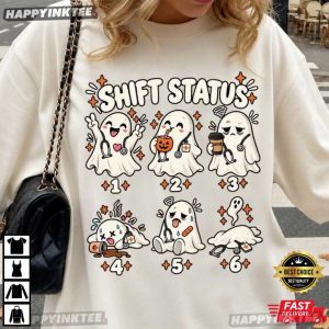 Ghost Nurse Shift Status Funny Spooky Halloween Gift T Shirt (1)