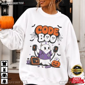 Code Boo Nurse Spooky Season Halloween T Shirt (1)