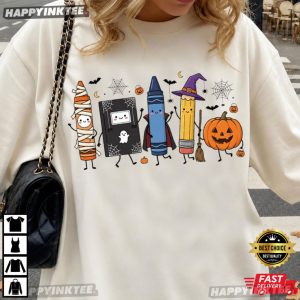 Spooky School Supplies Back to School Halloween Teacher T Shirt (3)