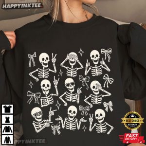 Skeleton Bow Funny Spooky Season Halloween Gift T Shirt (1)